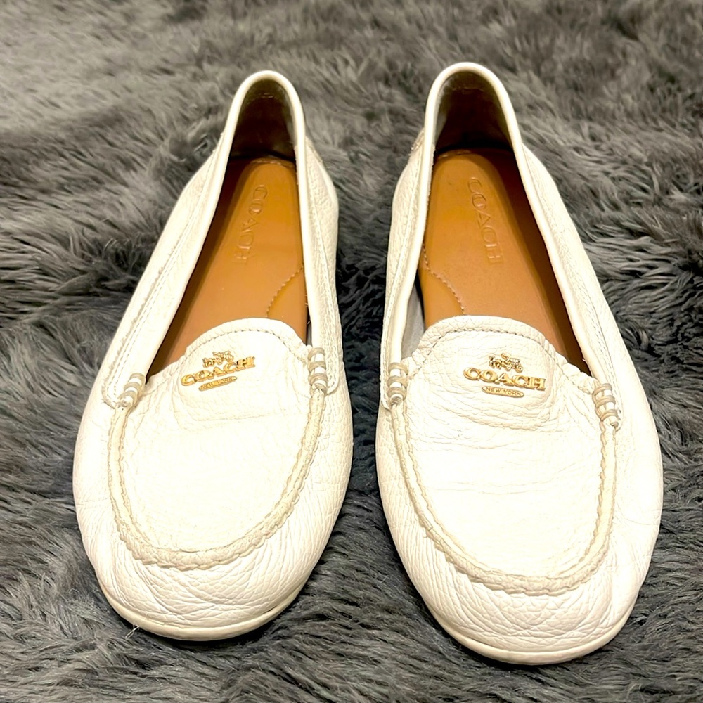 Coach loafers. Cream with gold accent.